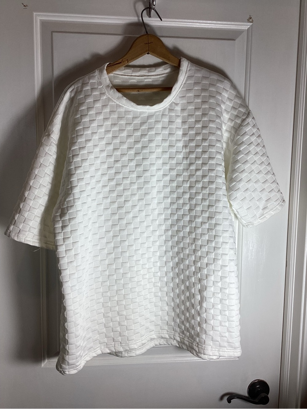 Classic White Textured Short-Sleeve Men's Shirt